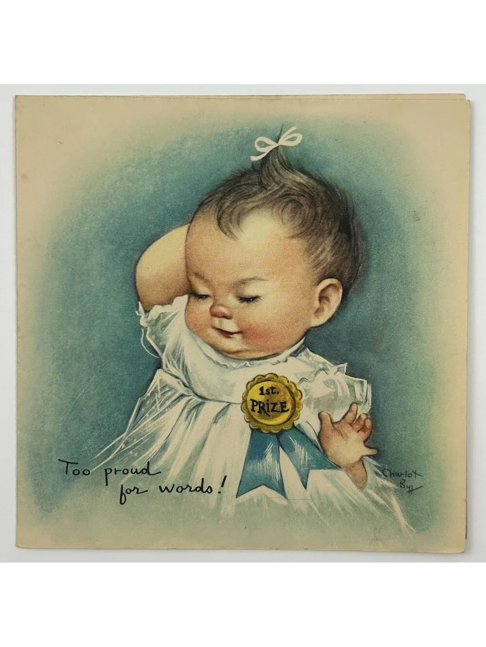 Vintage Charlot Byj New Baby Congratulations Card Unused Mid Century 1950s   N-2